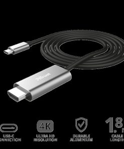 Cablu Trust Calyx, USB-C to HDMI, 1.8m, negru - imagine 2