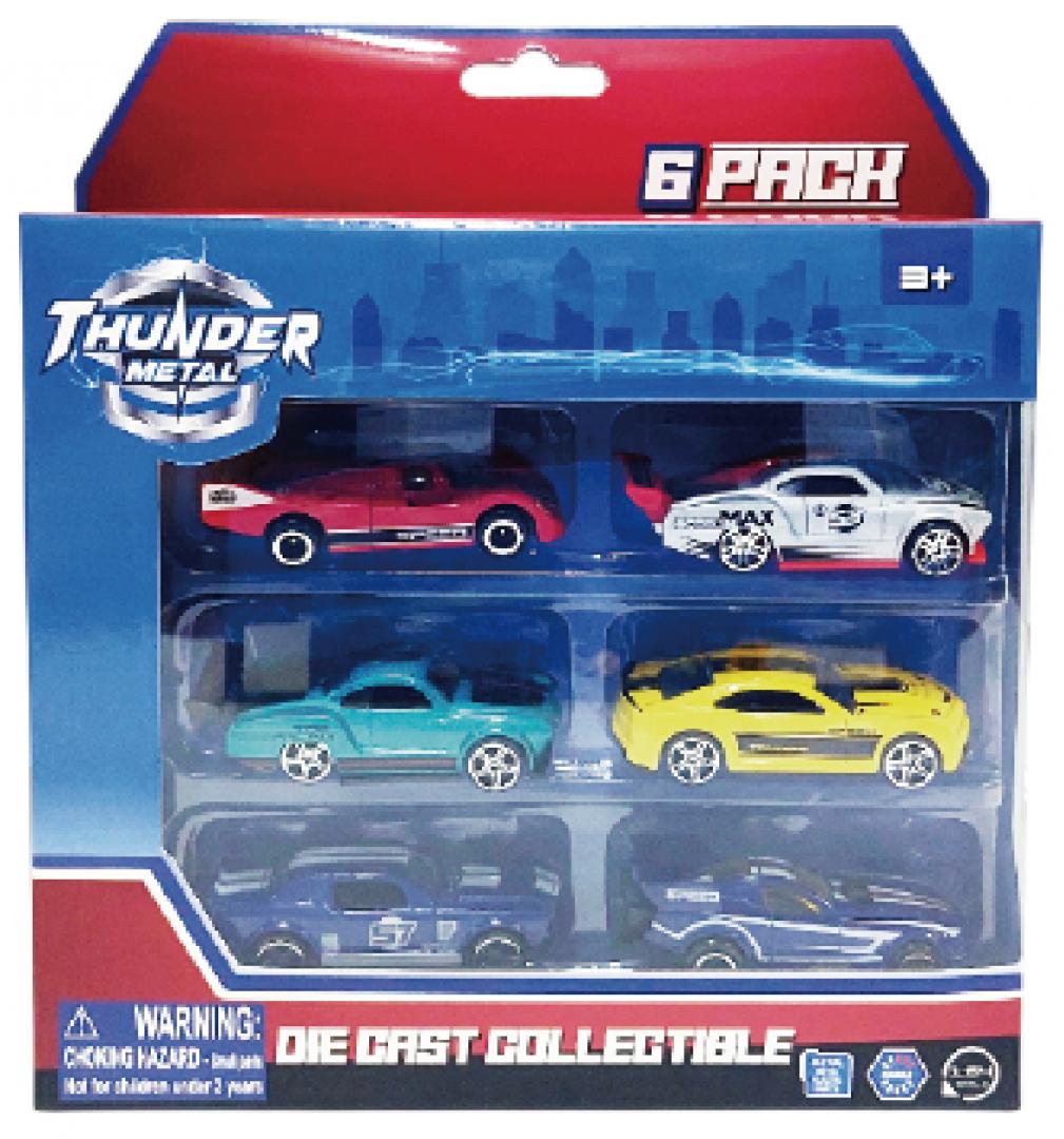 MACHETA DIE CAST, SET 6 MASINI CURSE, SCARA 1/64, 7.5CM, - imagine 5