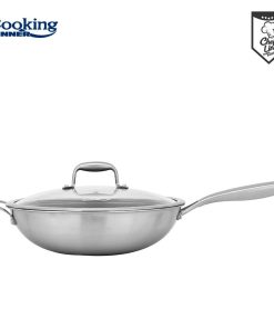 TIGAIE WOK INOX + CAPAC STICLA 30x8.5 CM, 4.5L, TITANIUM3, - imagine 3
