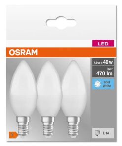 3 Becuri LED Osram Base Classic B, E14, 4.9W (40W),