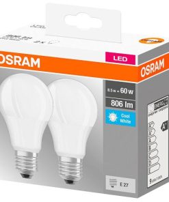 2 Becuri LED Osram Base Classic A, E27, 8.5W (60W),