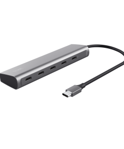 Hub USB Trust Halyx, USB-C, 5 porturi, Gri - imagine 2