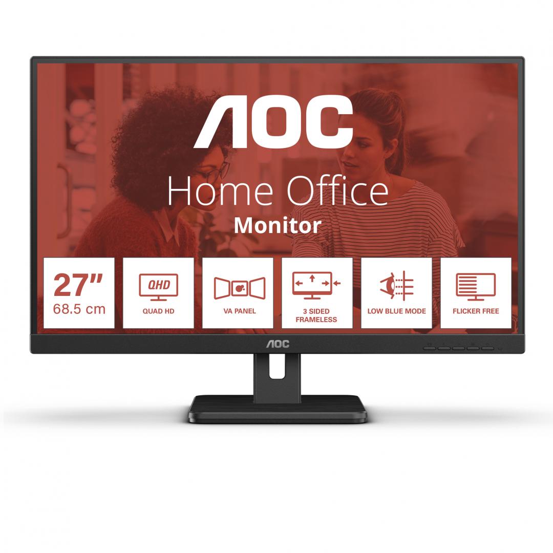 Monitor Consumer AOC Q27E3UAM, 27", 2560 x 1440 pixeli, Black,