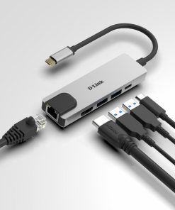Hub USB D-LINK DUB-M520, USB-C, 5 porturi, HDMI, RJ-45, Gri
