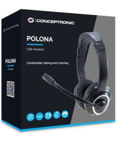 Casti Head-band Conceptronic POLONA, Wired, Negru - imagine 2