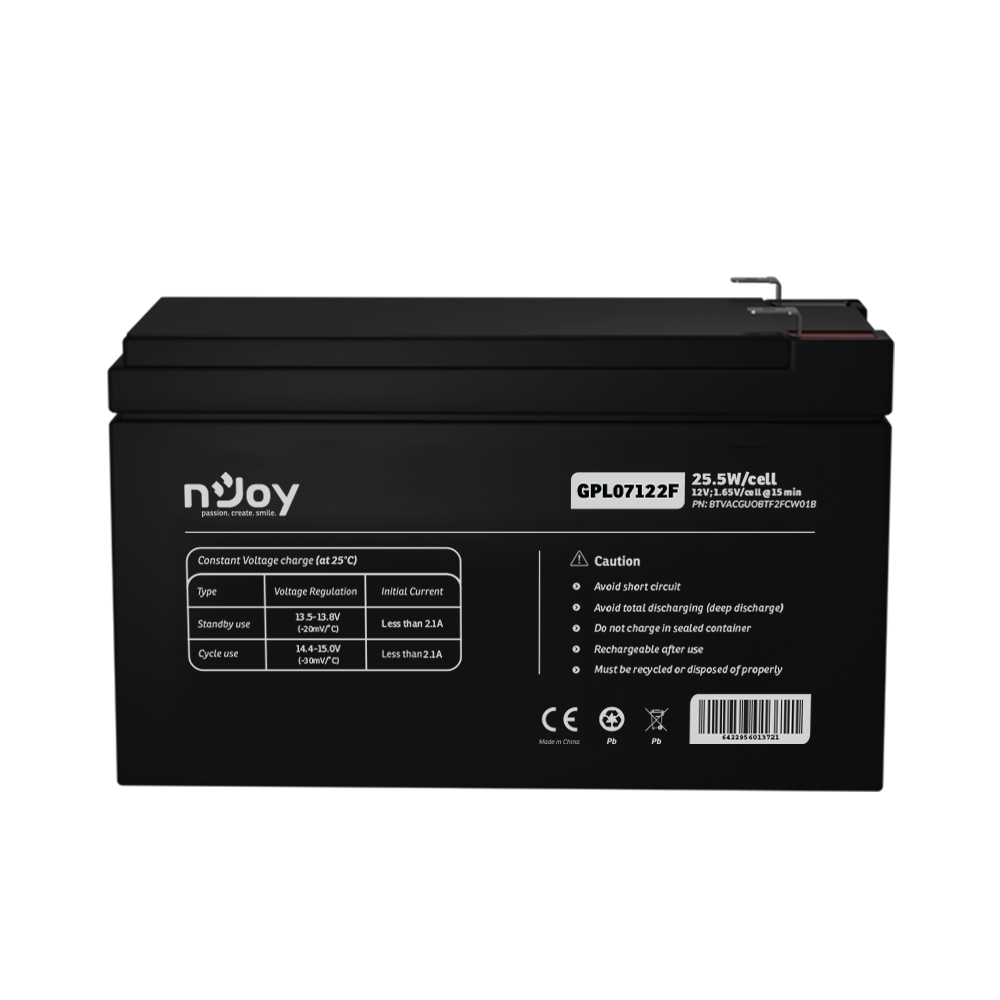 Acumulator nJoy GPL07122F 12V 22.72W/cell, Capacitate 22.72W/cell evaluat la 1,65V/cell@15 - imagine 4
