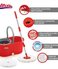 SET CURATENIE CU MOP ROTATIV, CLEAN360, ROSU - imagine 5