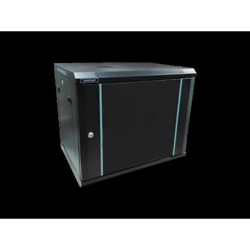 Rack 9U 600x600, dezasamblat, montare pe perete, usa din sticla,