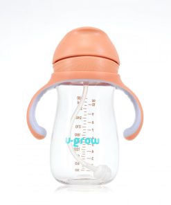 Cana cu pai tritan, orange, 300ml, U-Grow - imagine 2