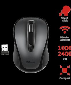Mouse Wireless Trust Siero Silent, 2400 dpi, Negru - imagine 3