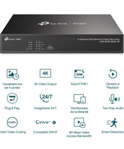 NVR PoE TP-Link VIGI 4 canale 1004H4P; 53W, 8 MP,1 - imagine 2