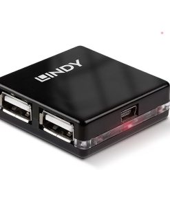 Hub USB LINDY 4 Port USB 2.0 Mini Hub USB-A, - imagine 4