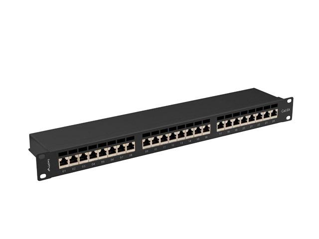Patch panel 24 porturi 1U 19" Cat.6A FTP cu organizator