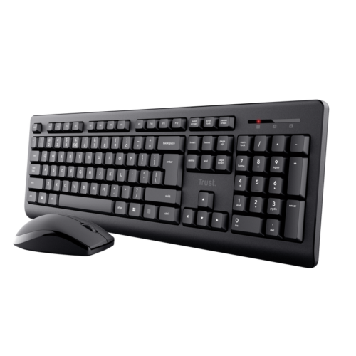 Kit Wireless tastatura si mouse TRUST Primo, taste numerice, Negru
