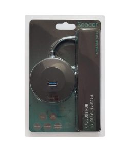 Hub USB SPACER SPHB-USB-4U-02, USB-A, 4 porturi, Negru - imagine 2