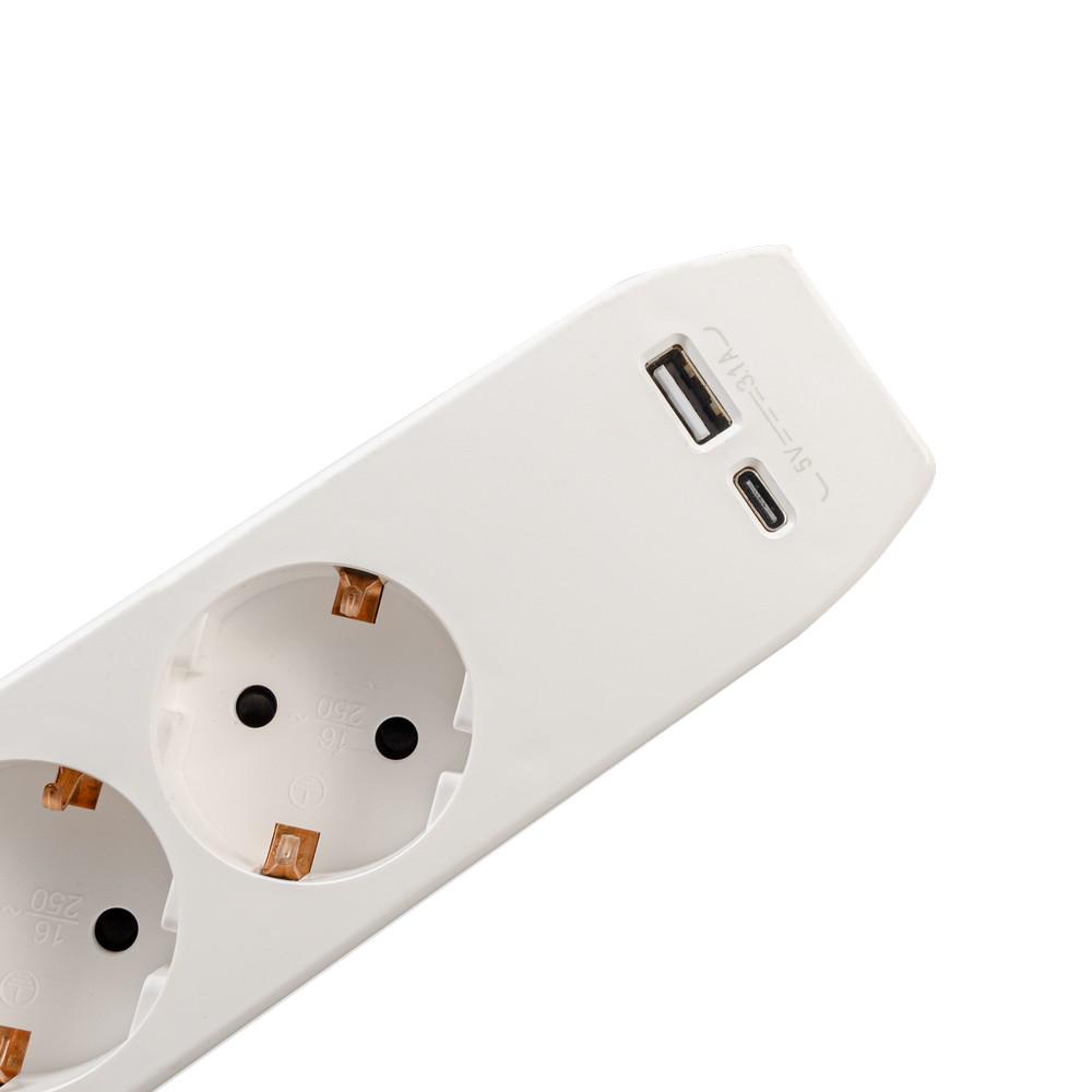 PRELUNGITOR SPACER, Schuko x 3, conectare prin Schuko (T),Type-C x1, - imagine 5