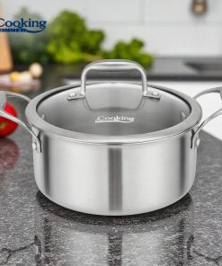 SEMIOALA INOX+CAPAC STICLA 20x10CM, 2.8L, ATOMIC3, COOKING BY HEINNER - imagine 5