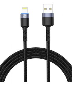Cablu Tellur Lightning cu LED, nailon, 2m, negru