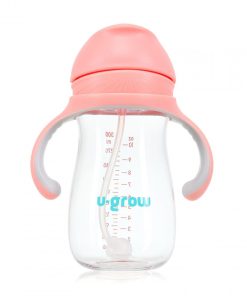 Cana cu pai tritan, roz, 300ml, U-Grow - imagine 2