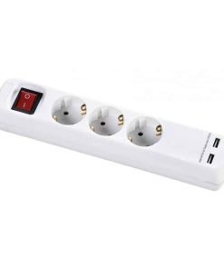Prelungitor cu 3 prize CEE7/3 cu protectie copii, cu intrerupator,cu