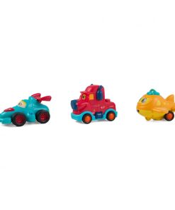 SET 3 VEHICULE ACTIONATE PRIN INERTIE- CAMION ROSU, MASINA DE - imagine 2
