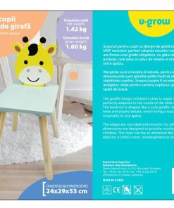 Scaun copii, MDF,design girafa, U-Grow - imagine 4