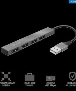 Hub USB Trust Halyx USB-A, 4 porturi, Argintiu - imagine 2