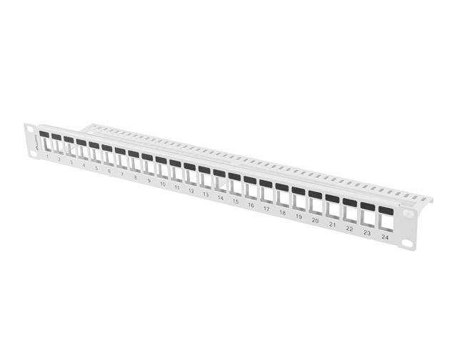 Patch panel gol 24 porturi 1U pentru module Keystone, gri - imagine 3