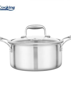 SEMIOALA INOX+CAPAC STICLA 24x12CM, 5L, ATOMIC3, COOKING BY HEINNER - imagine 2