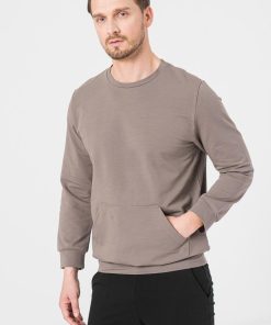 BLUZA COTON CASUAL BARBATI TAUPE-XL - imagine 5