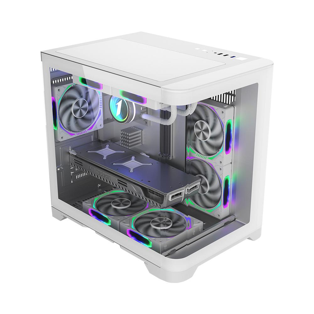 Carcasa 1stPlayer gaming UV5-wh-Hub, 5 ventilatoare aRGB infinity efect plus - imagine 3