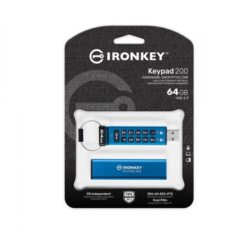 Memorie USB Kingston Keypad 200 64GB, USB 3.2, Albastru - imagine 5