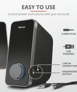 Boxe Stereo Trust Arys 2.0 Speaker Set, 28W, negru - imagine 3