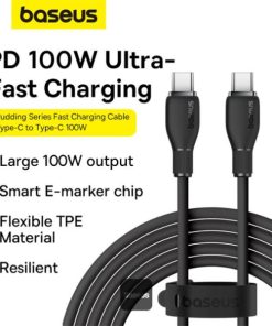 Cablu alimentare si date Baseus Pudding, interfata USB-C la USB-C, - imagine 2
