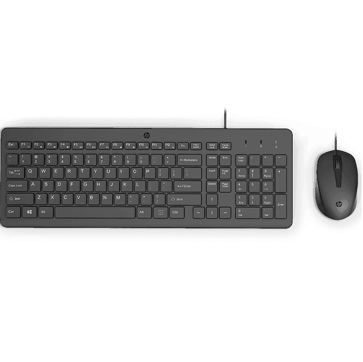 Kit Wired tastatura si mouse HP 150, taste numerice, negru