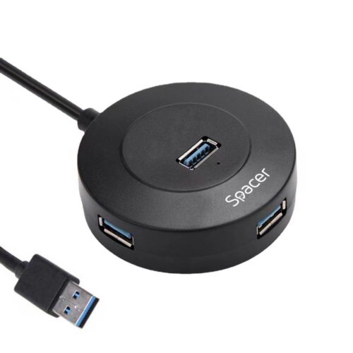 Hub USB SPACER SPHB-USB-4U-02, USB-A, 4 porturi, Negru