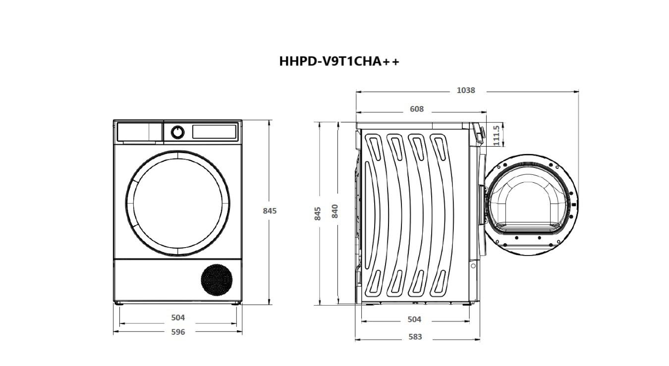 Uscator de rufe HEINNER HHPD-V9T1CHA++, 9 kg, Clasa: E, Alb - imagine 4