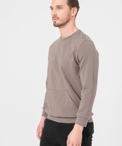 BLUZA COTON CASUAL BARBATI TAUPE-XXL - imagine 3