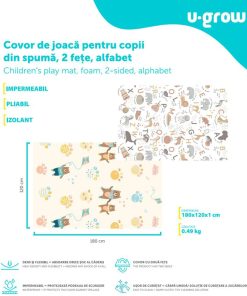 Covor de joaca pentru copii U-Grow, din spuma, pliabil, 2 - imagine 10