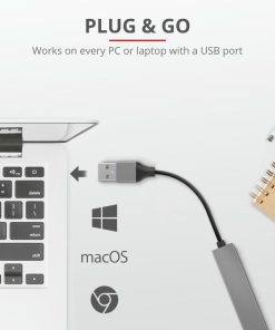 Hub USB Trust Halyx USB-A, 4 porturi, Argintiu - imagine 6