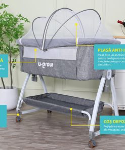 Patut 2 in 1 Co-Sleeper cu functie de leagan, U-Grow - imagine 5