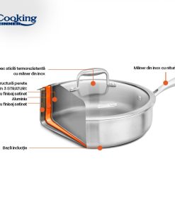TIGAIE ADANCA INOX+CAPAC STICLA 28X7.5CM, ATOMIC3, COOKING BY HEINNER - imagine 7