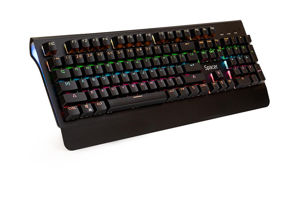 Tastatura Mecanica Gaming SPACER SPKB-MK-01, RGB, USB, Negru