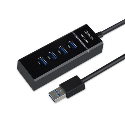 Hub USB SPACER SPH-4USB30-01, USB-A, 4 porturi, Negru