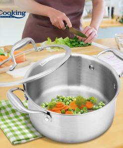 SEMIOALA INOX+CAPAC STICLA 24x12CM, 5L, ATOMIC3, COOKING BY HEINNER - imagine 6