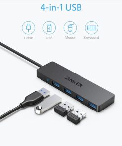 Hub USB Anker A7516016, USB-A, 4 porturi, Negru - imagine 2