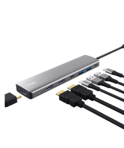 Hub USB Trust Dalyx 7-in-1, USB-C, 7 porturi, Gri - imagine 3
