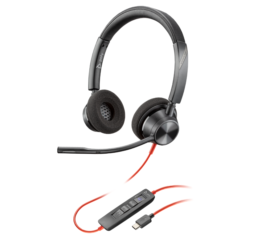 Casti Head-band Poly Blackwire 3320, Wired, Negru