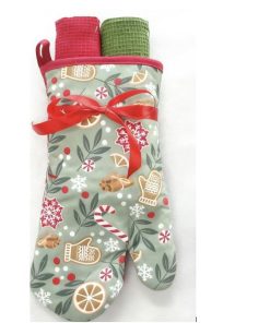 Set manusa bucatarie 3 piese Craciun Green
