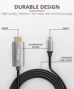 Cablu Trust Calyx, USB-C to HDMI, 1.8m, negru - imagine 4